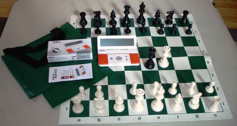 Chess Set Pieces Roll up Board Bag Digital DGT 960 Clock Timer New