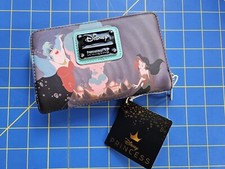 Cartera Loungefly Disney La Sirenita Princesa Escenas Cremallera Alrededor, NUEVA NUEVA CON ETIQUETAS