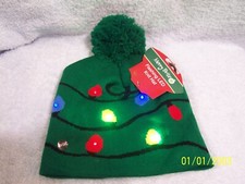 Christmas Lights Flashing Green Multicolor Led Hat Unisex Men Women New With Tag