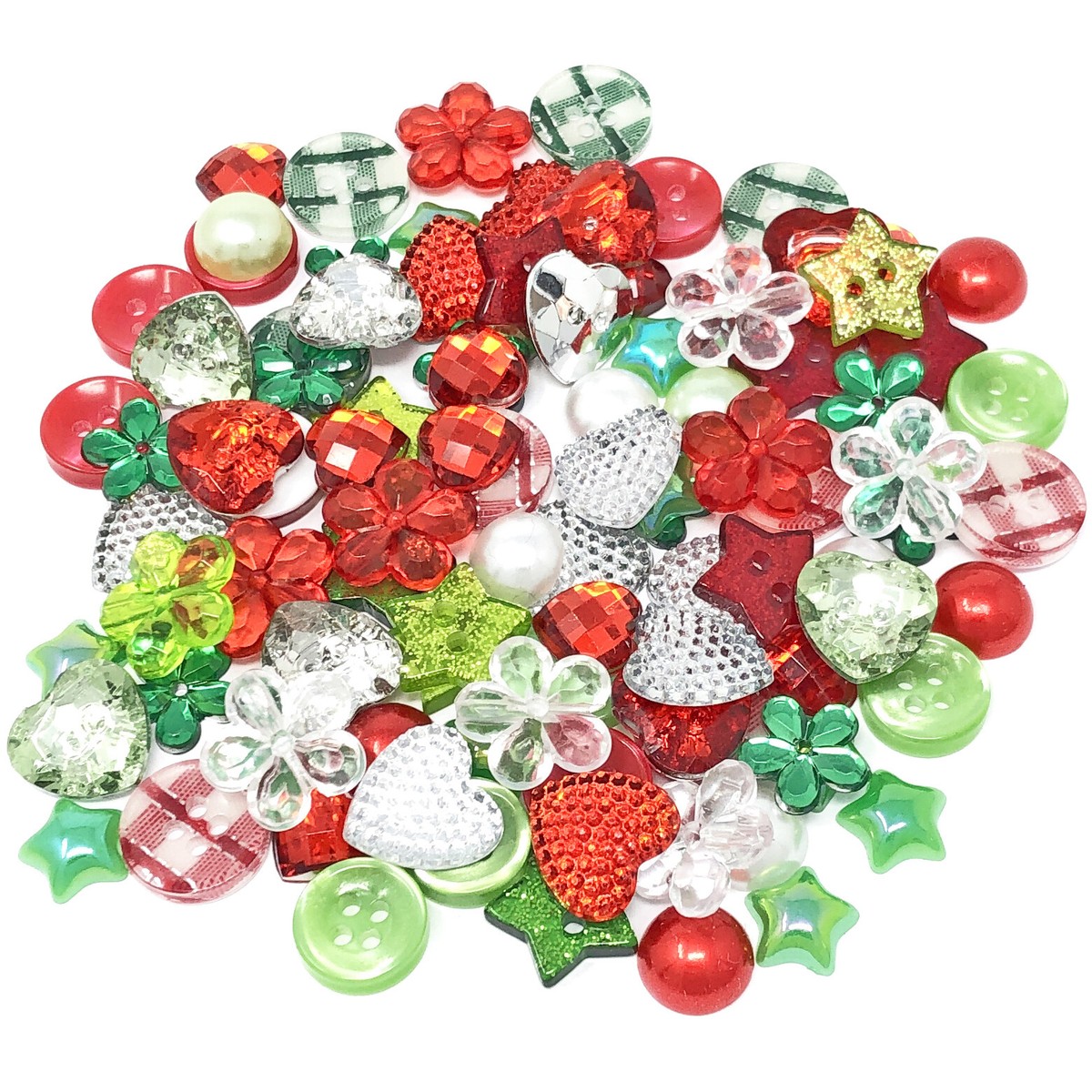 100 Mix Acrylic & Resin Buttons & Flatbacks Cardmaking Embellishments 14 Colours