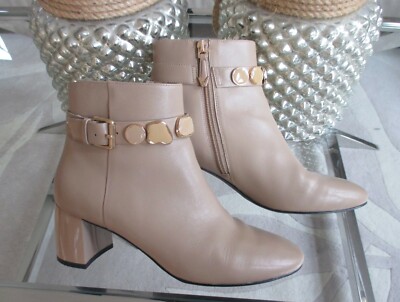Wie neu! Stiefeletten, WHAT FOR Leder, hellbeige, mit Steinen, 38, UVP 220,-