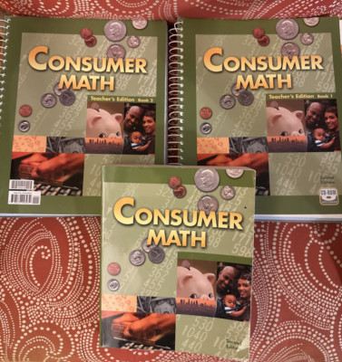 Consumer Math 2nd ed teacher & student ~ BJU press Bob Jones ~ lot of 3 with CD