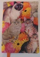 Fabric Paperback Book Cover Book Standard Size CATS IN FLOWERS Print Fabric