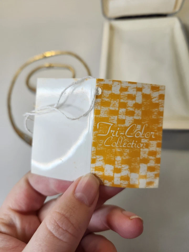 Tri-Color Collection Necklace Bracelet Earrings Set W/tag & Box .925 14k Italy - Image 4 of 4