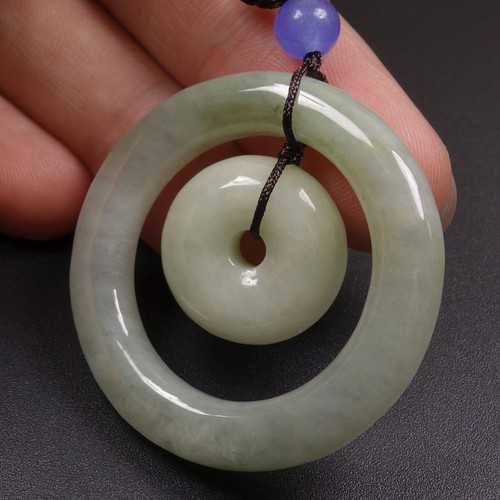 Certified Grade A 100% Natural Green Jade Jadeite Pendant Circle Amulet Z5845 - Picture 6 of 11