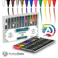 Paint Markers Set of 12 Medium Point Oil-based Art Pens w/Durable Case