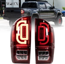 Sequential LED Tail Lights For 2016-2023 Toyota Tacoma Red Rear Lamps Left+Right