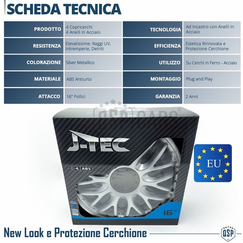 4 Copricerchi per Opel Vivaro A 16'' Coppette Silver 10 Razze a Y MADE in EU - Foto 9 di 13