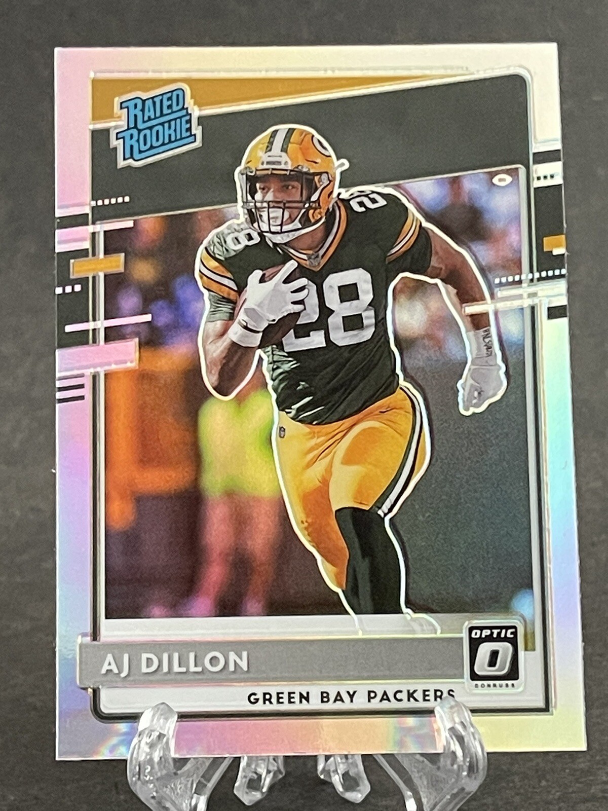 2020 Panini Optic Silver Holo Prizm Rated Rookie AJ Dillon #174 Packers