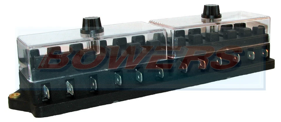 BOWERS 12v/24v Volt 12 Way Heavy Duty Standard Blade Fuse Box Holder Kit Car Van Marine