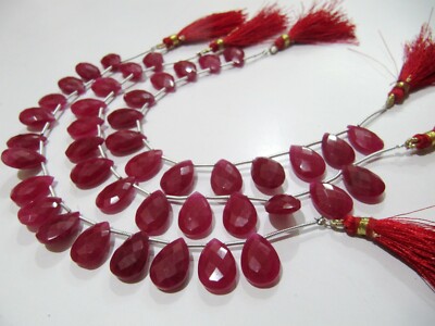 Ruby Pear Shape Faceted Beads Size 10x15mm Strands inches long