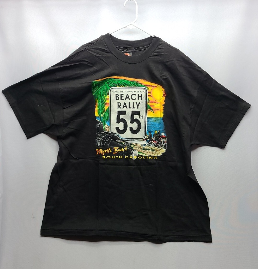 Vintage Harley Davidson Mens XXXL Black Shirt Myrtle Beach 55th