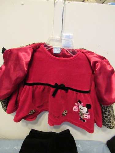 P42) Minnie Mouse Girls Disney 3 Piece Outfit 18 Month Vellore Pants Top Jacket - Picture 5 of 10