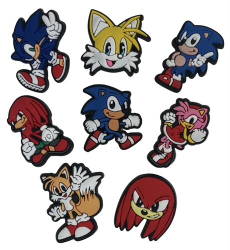 SONIC Shoe Charms Cartoon Kids Children Compatible w/ CROCS (8 Pc) - Afbeelding 1 van 1