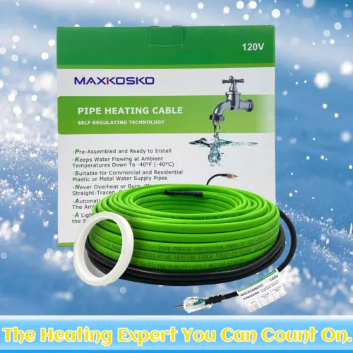 28FT MAXKOSKO Energy-efficient, Self-Regulating Pipe Heat Tape for Water Pipes
