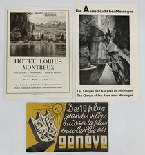 Montreux Switzerland Hotel Lorius & Aareschlucht de Meiringen Brochures & Tag