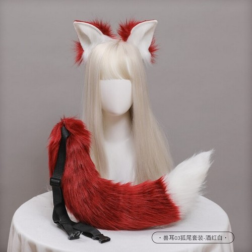 Wolfsohren Tierohren Wolfsschwanz Stirnband Kopfschmuck Haarnadel Cosplay Requisite - Bild 14 von 28