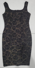 Nine West Stretchy Dress Sleeveless, Black and Gold size 6.