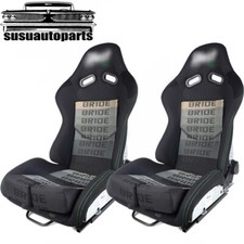 Pair Of Bride Seats Low Max Racing Seats Black Adjustable Backrest Slide Rails