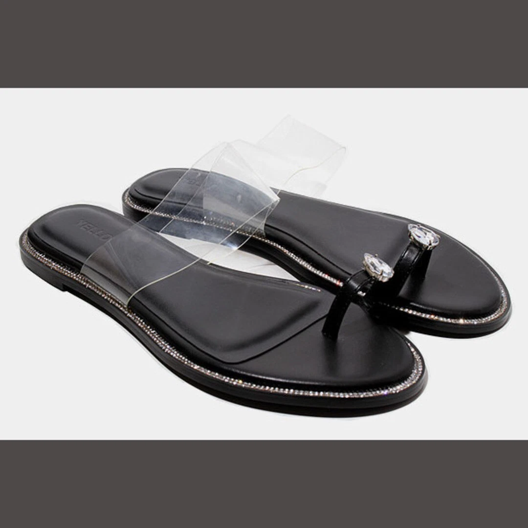 YELLO MONOCHROME SNEAKER MULES YELLO YELLOW CRYSTAL FLAT