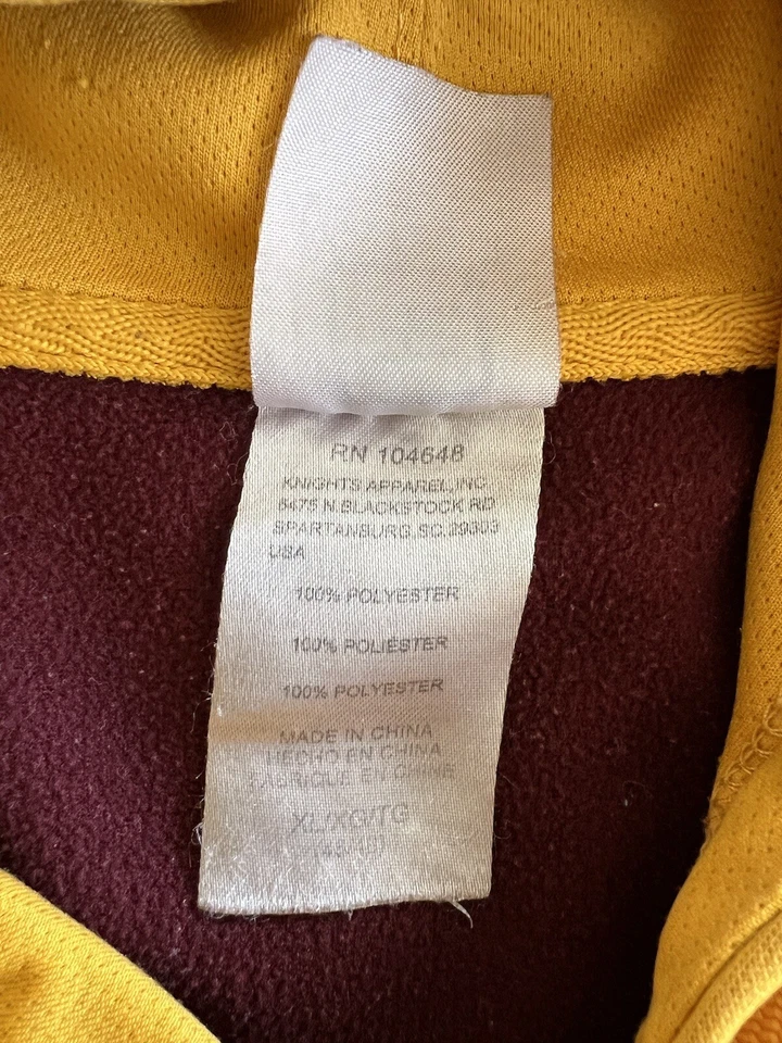 ASU Sun Devils Hoodie Red Yellow Pitchfork Spellout Pullover Sweatshirt Mens XL - Image 4 of 4