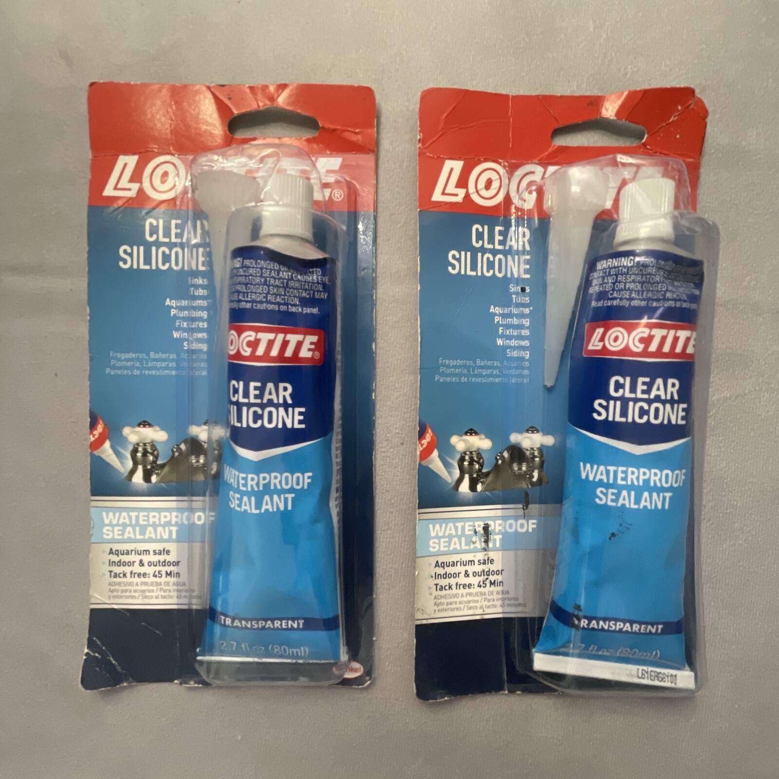 Loctite Clear Silicone Waterproof Adhesive Sealant 2.7 oz. Each Tube 2