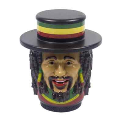 1.5'' Tobacco Herb Grinder Spice Herbal 4 PC Smoke Crusher 3D Rasta Man with Hat