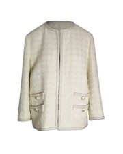 Gucci Houndstooth Open-front Jacket In Cream Wool Tweed It42