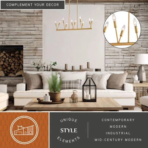 Vaxcel Lighting H0306 Warwick 10 Light 33"W Taper Candle Linear - Brass - Picture 9 of 10