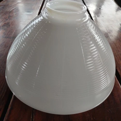Vintage Milk Glass Torchiere Lamp Shade Diffuser / Pendant 10" Geometric Pattern