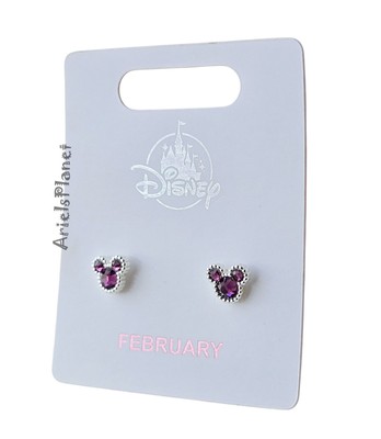 Disney Parks Mickey Mouse Ear February Birth Month Stud Earrings
