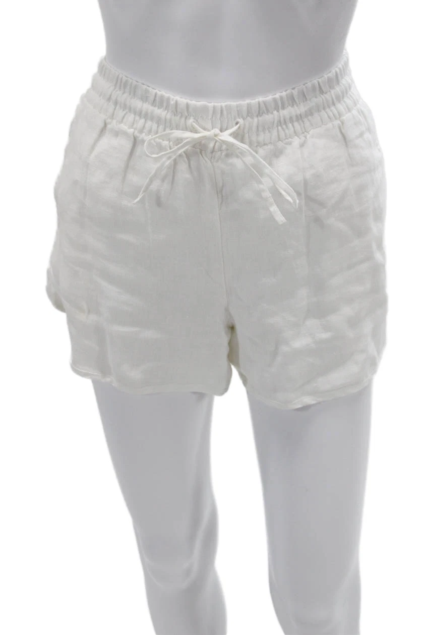 Club Monaco Unisex Linen Drawstring Beach Shorts White Size XS