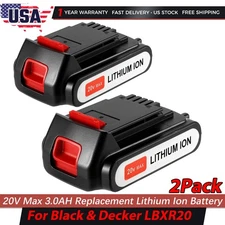 2Pcak 3.0Ah 20Volt FOR Black and Decker 20V MAX Lithium Ion Battery LBXR20 LBX20