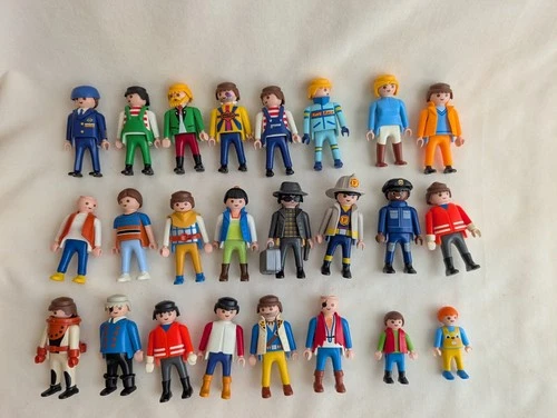 Vintage 1990's Playmobil Figures Lot of 24 People Pirates Pilot Fireman Kids