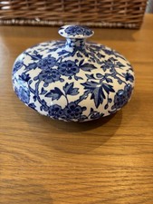Burleigh Arden Vintage Dish with Lid Blue and White Floral Pattern