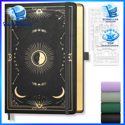 Notizbuch A5 Dotted 100g/m² 192 Seiten PU Hardcover 14,5 x 21cm Schwarz Journal