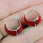 925 Sterling Silver Small Light Weight Red Resin Earrings Jewelry