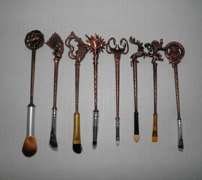Game of Thrones Inspired Bronze Metal Face Makeup Brush Set of 8 NWOB