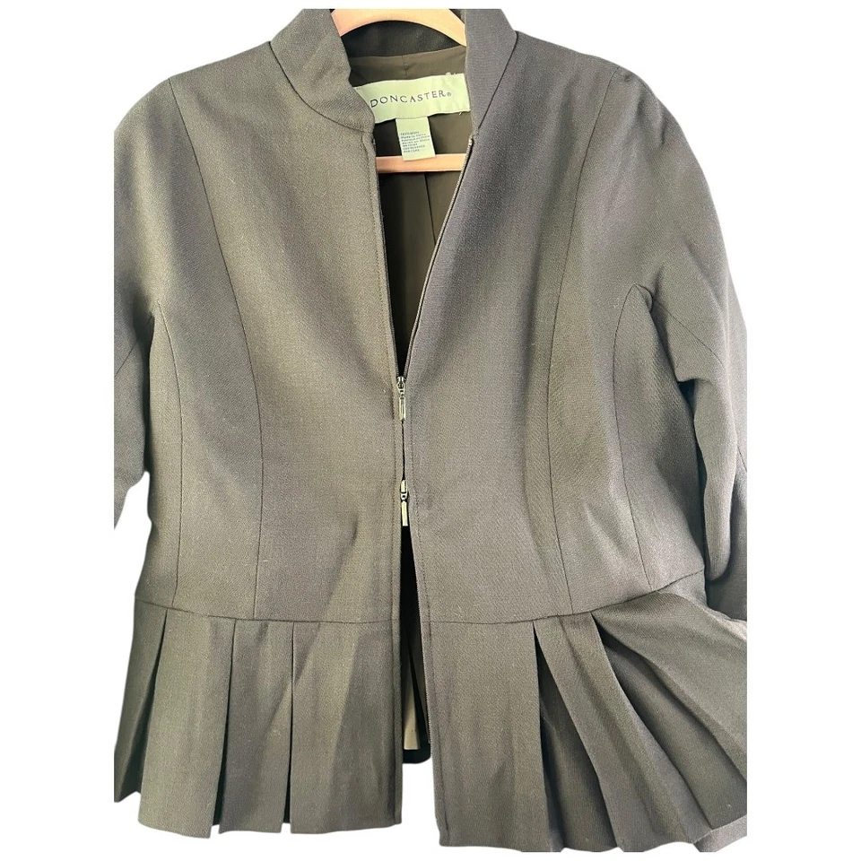 Blazer DonCaster 100% Lana Plisado Marrón Chocolate Doble Cremallera Talla 10 Nuevo Con Etiquetas Foto 3 de 4