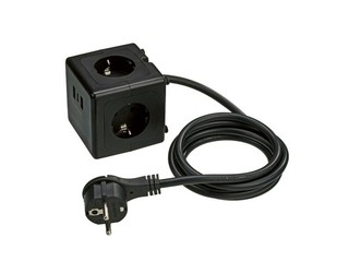 Tronic Steckdosenwürfel mit USB Anschlüssen 4 Steckdosen Schwarz B Ware