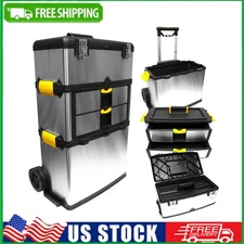 Mobile 3-part rolling Storage Tool Box Organizer Garage Workshop Stainless Steel