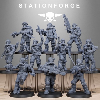 Station Forge Miniatures GrimGuard Jungle Fighters 2 Sci Fi Grim Dark Wargame 3D