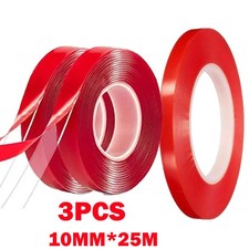 3Pack 10mm 25m Red Double Sided Super Sticky Adhesive Tape For Cell Phone Repair