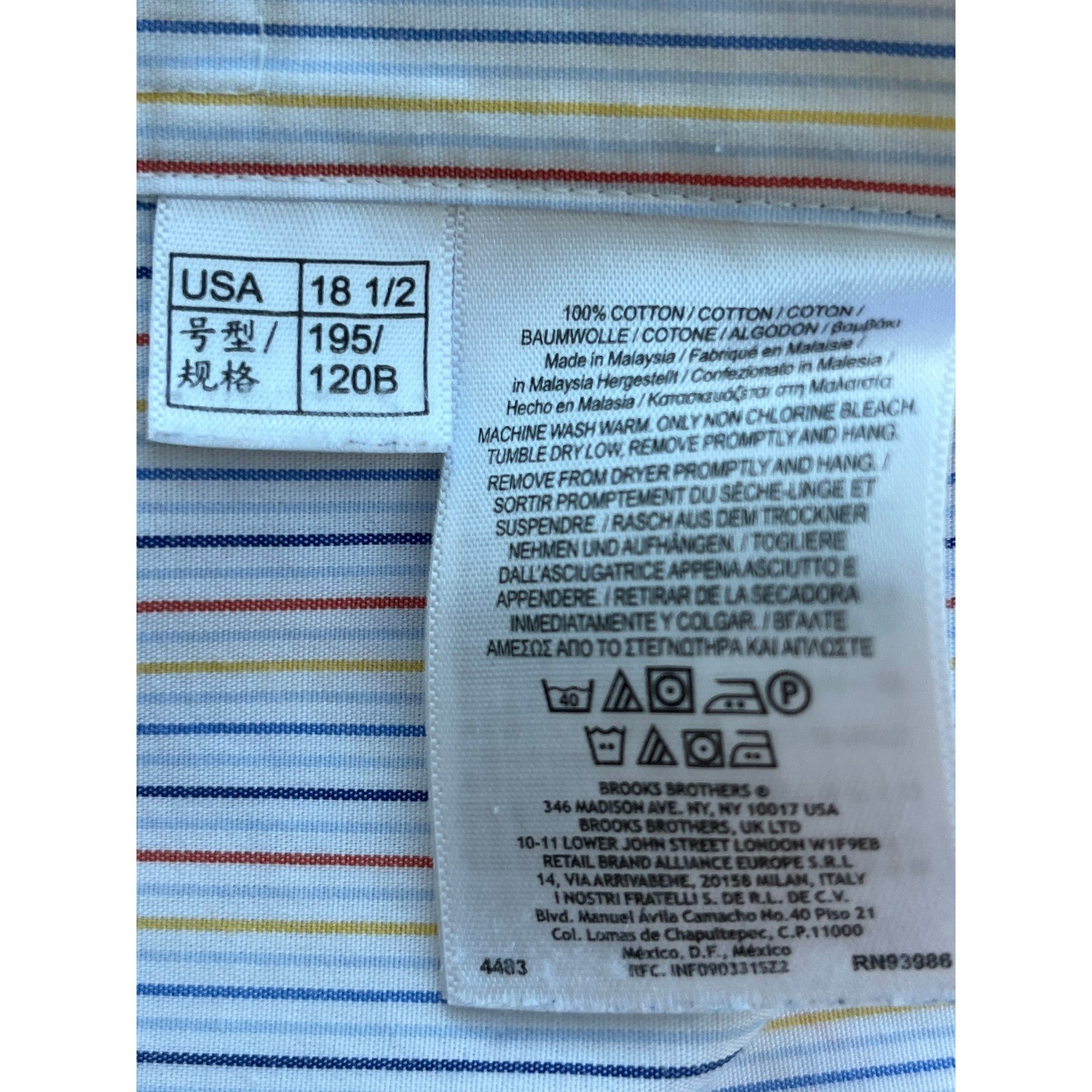 Brooks Brothers Mens 18.5 34 Regular Fit Non-Iron Supima Cotton Striped Shirt thumbnail 7