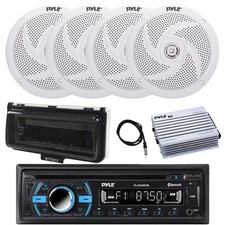 Pyle Marine Bluetooth CD Radio, Amp, 4x 8" 320W Speakers, Cover White , Antenna