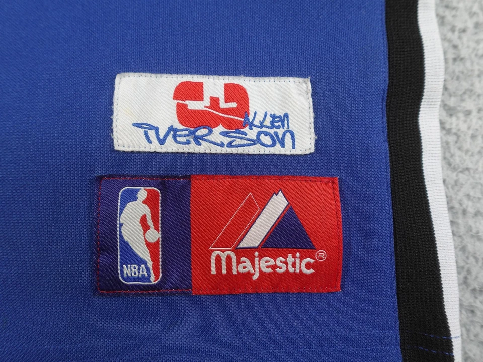 Camiseta de Colección Philadelphia 76ers Allen Iverson Juvenil Mediana Azul NBA Majestuosa Foto 2 de 4