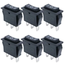 6Pcs Momentary Rocker Switch Snap-In Toggle Power Switch SPDT (On)-Off-(On) 3 Pi
