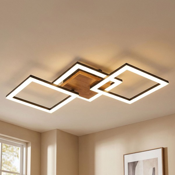 Deckenleuchte Deckenlampe Holz Esszimmerleuchte Verstellbar Schwarz Led L 66 Cm-image