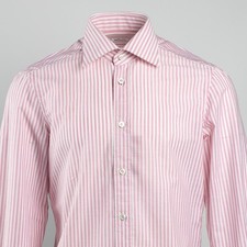 NWT 1150 KITON Pure Cotton Striped Dress Shirt Pink/White Size 16 /41