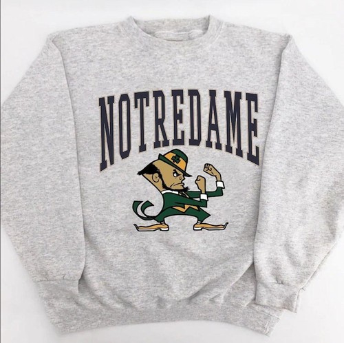 Vintage Notre Dame Fighting Irish Ash Gildan Crewneck Sweatshirt